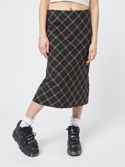 Beth Plaid Midi Skirt - Minga London