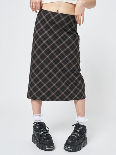 Beth Plaid Midi Skirt - Minga London