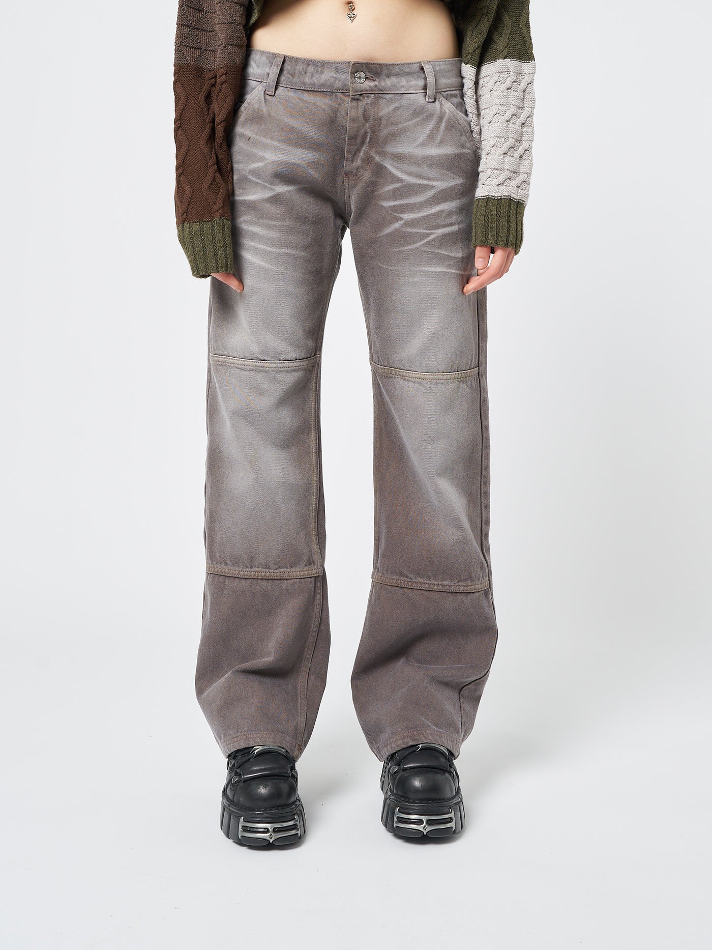 Brew Washed Brown Straight Jeans - Minga London