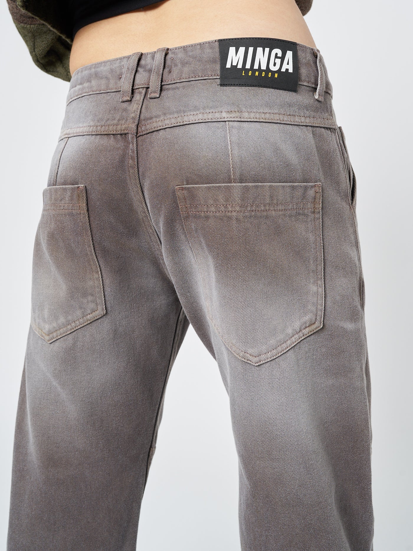 Brew Washed Brown Straight Jeans - Minga London