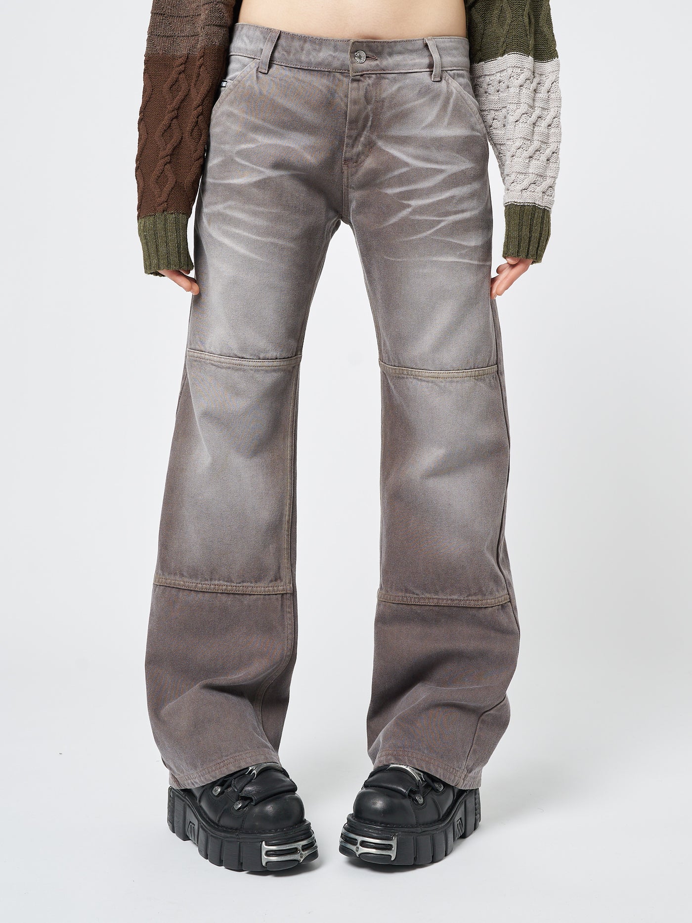 Brew Washed Brown Straight Jeans - Minga London