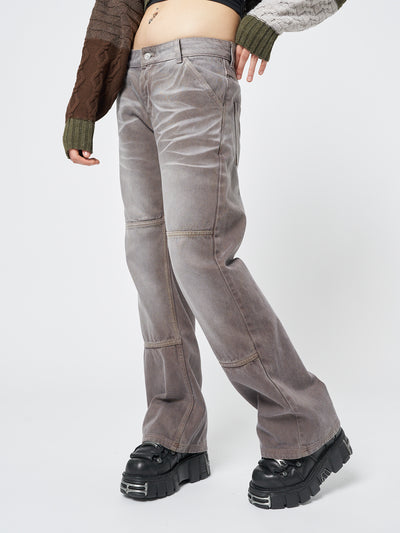 Brew Washed Brown Straight Jeans - Minga London