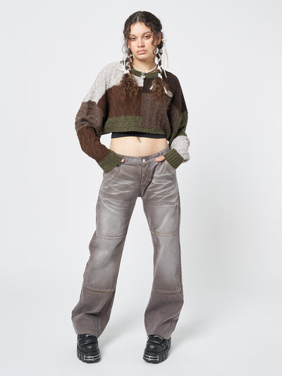 Brew Washed Brown Straight Jeans - Minga London