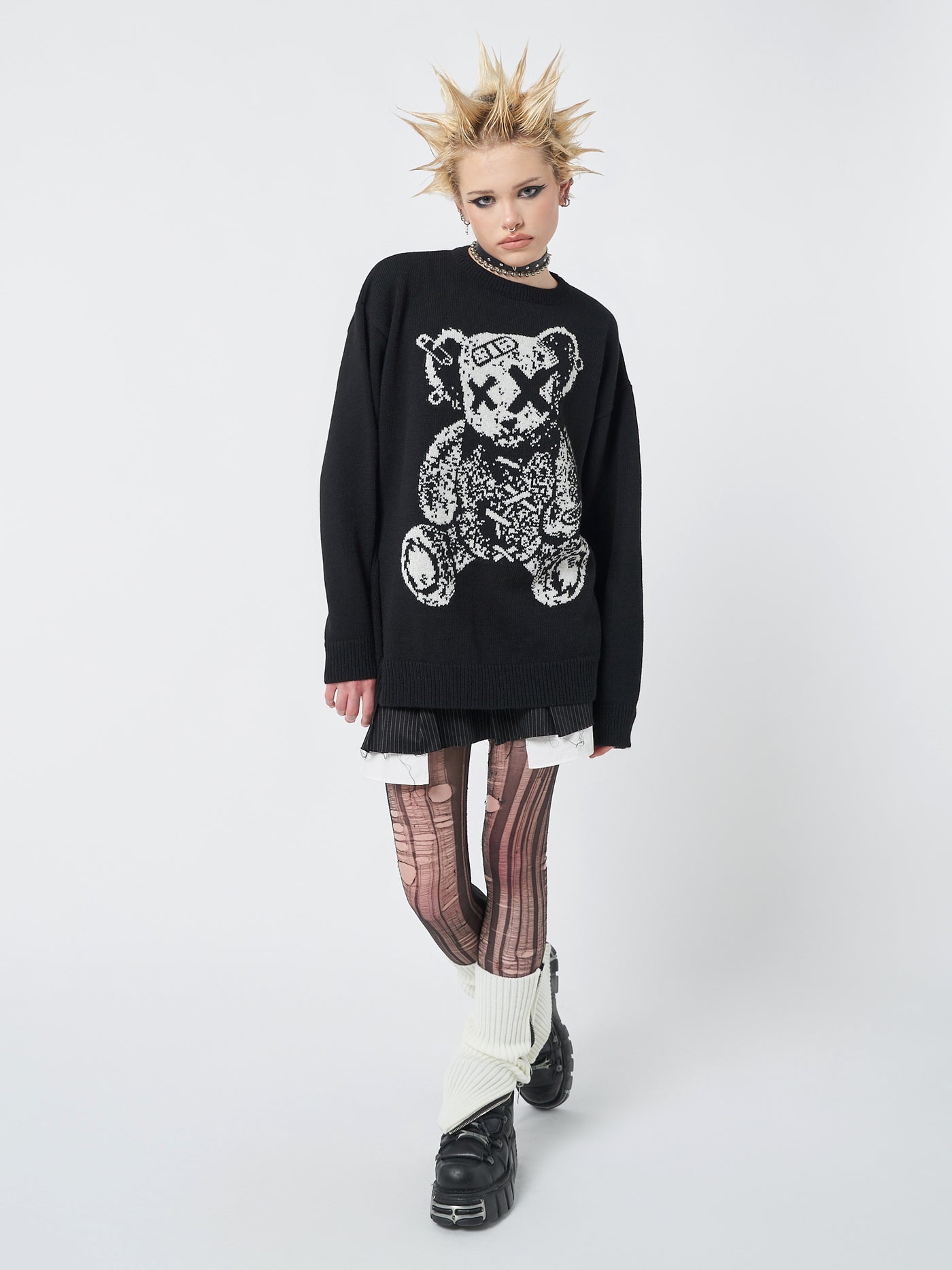 Broken Teddy Bear Jacquard Knit Jumper - Minga London