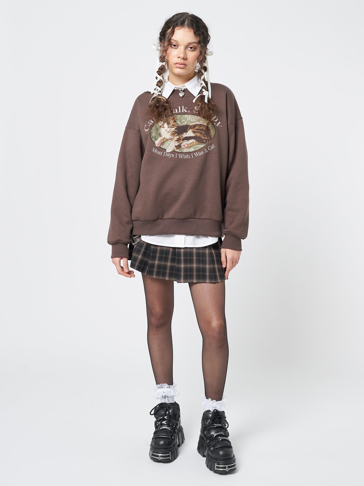 Can’t Talk Cat Embroidered Sweatshirt - Minga London