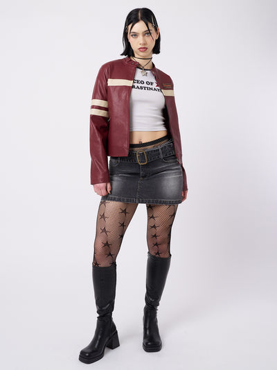 Chiara Red Vegan Racer Jacket - Minga London