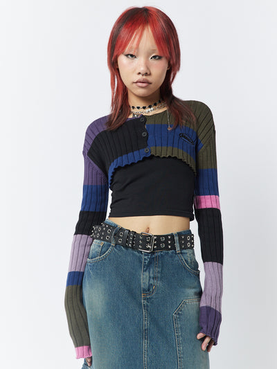 Clueless Multi-Colour Extreme Cropped Cardigan - Minga London