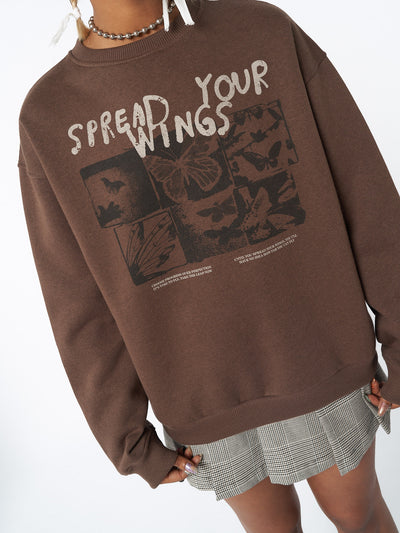 Spread Your Wings Brown Sweatshirt - Minga London