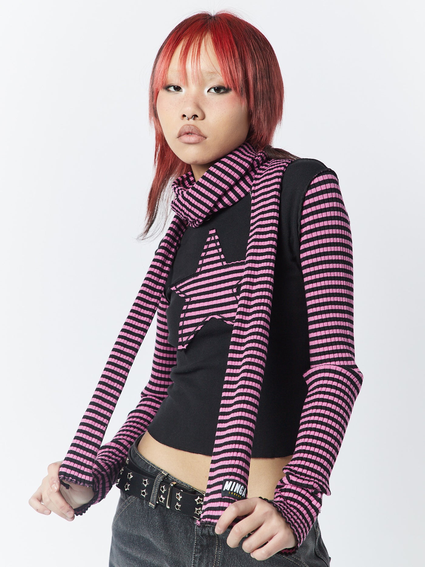 Girlfriend Stripes Pink Black Scarf - Minga London