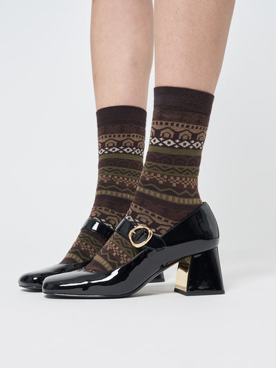 Grandma Jacquard Knit Socks - Minga London