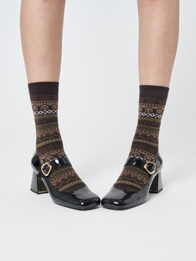 Grandma Jacquard Knit Socks - Minga London