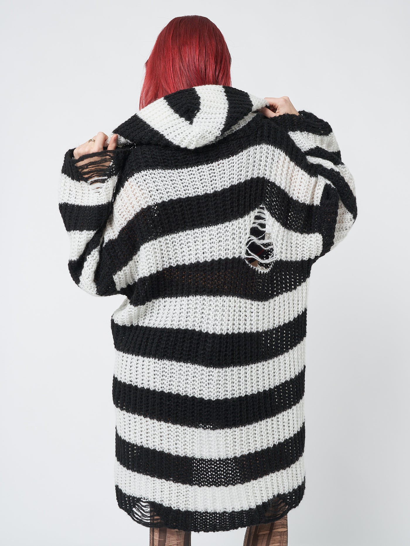 Gwen Striped Zip Up Knit Cardigan - Minga London