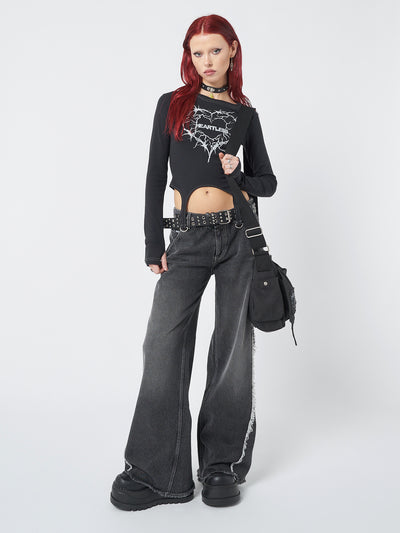 Heartless Black Straps Top - Minga London