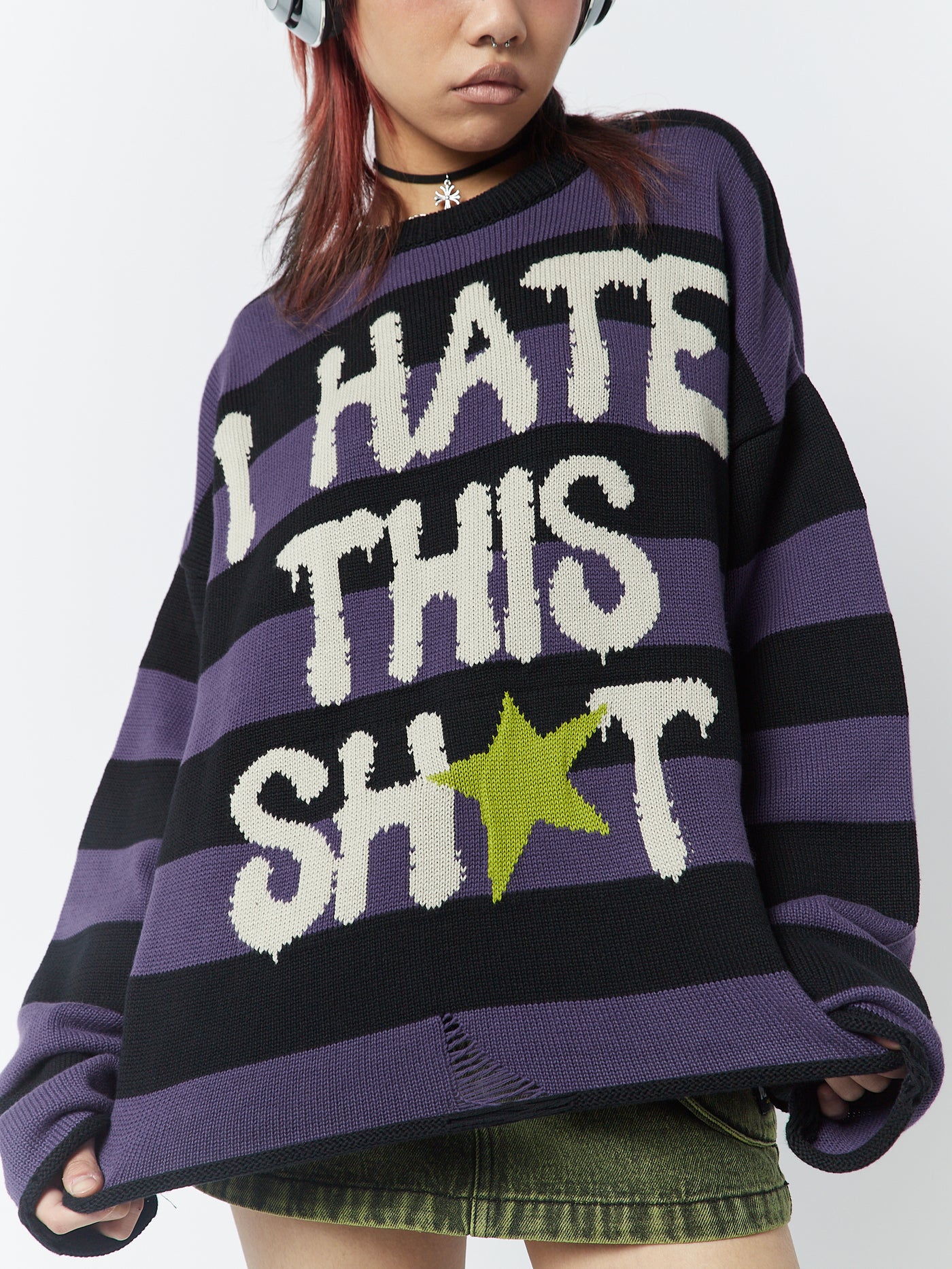 I Hate This Sh*t Graphic Striped Jumper - Minga London