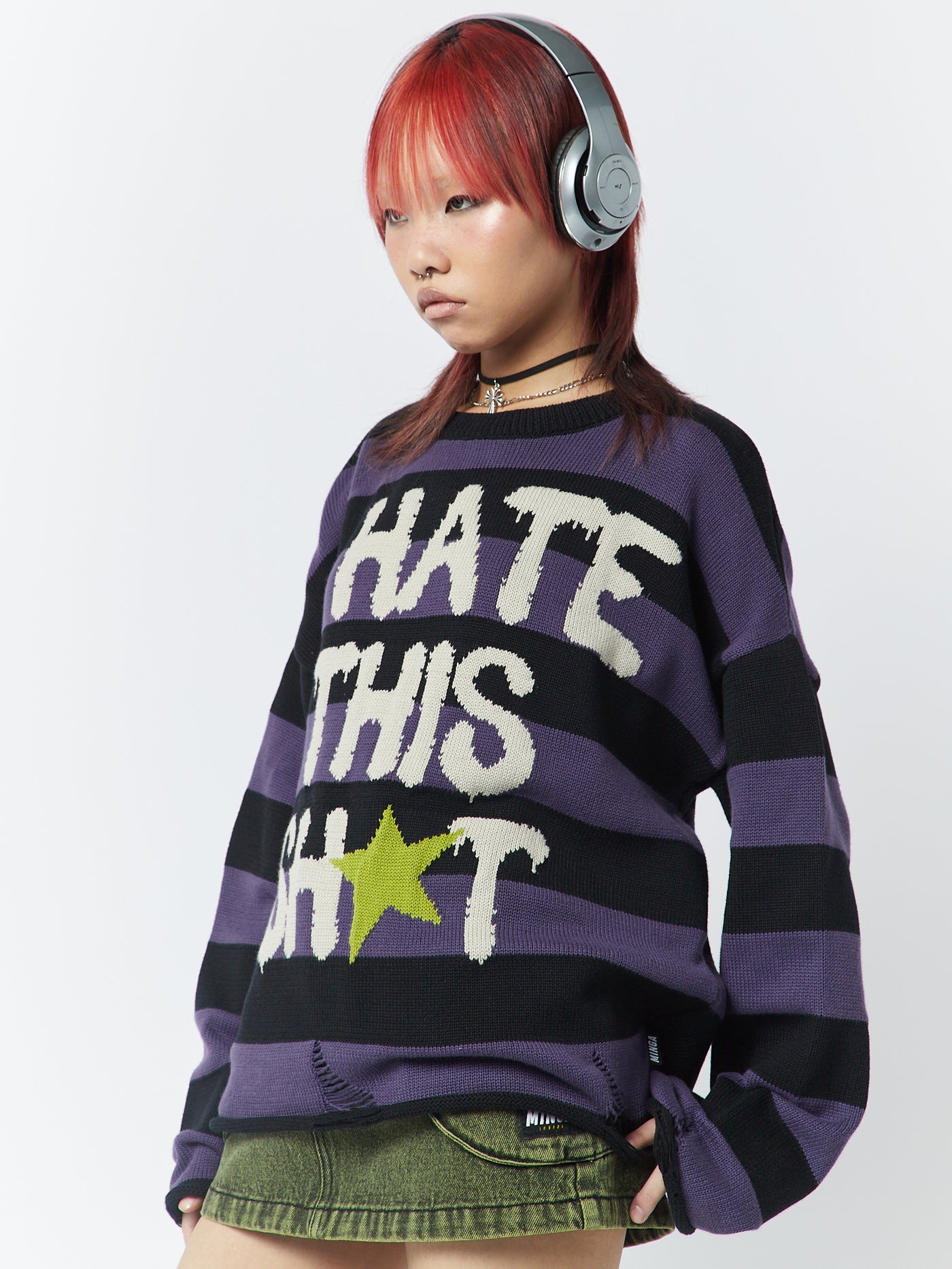 I Hate This Sh*t Graphic Striped Jumper - Minga London