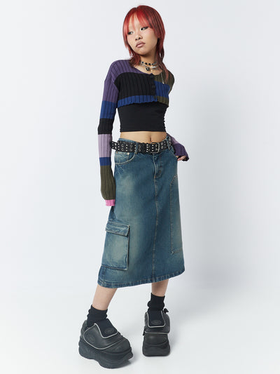 Kady 00s Denim Maxi Cargo Skirt - Minga London