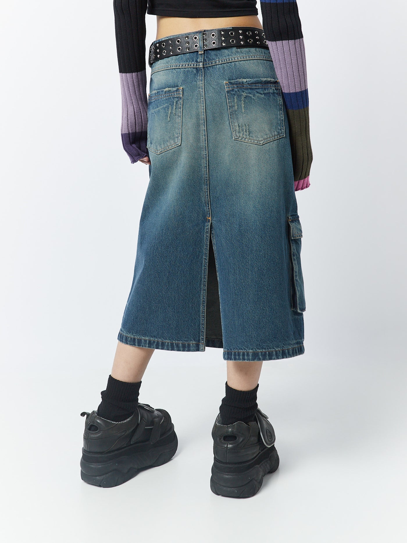 Kady 00s Denim Maxi Cargo Skirt - Minga London