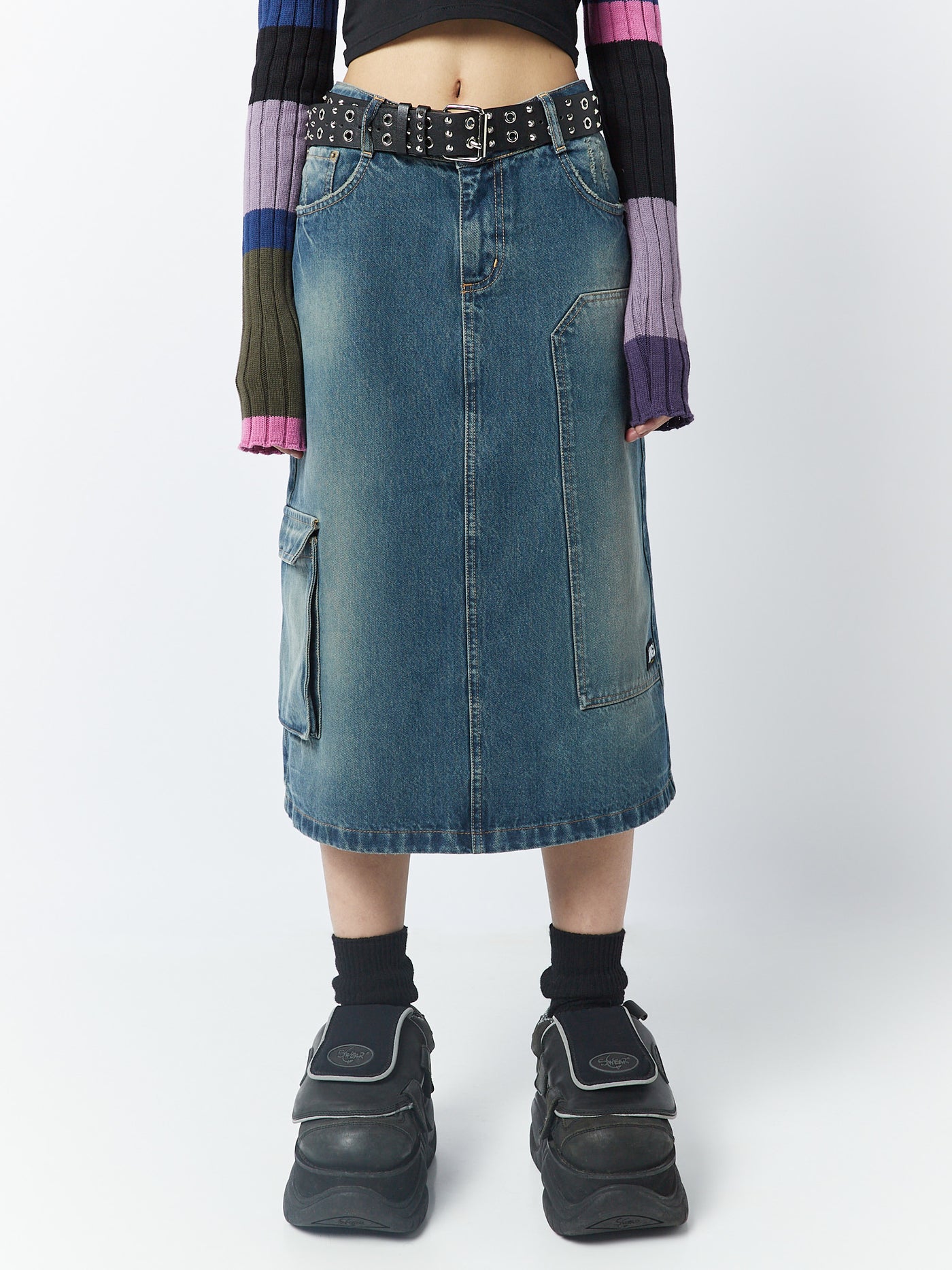 Kady 00s Denim Maxi Cargo Skirt - Minga London