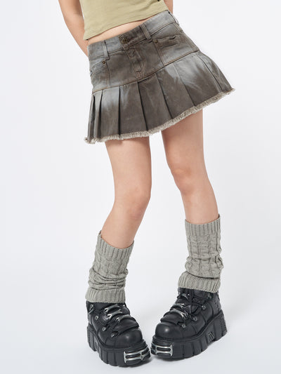 Nya Brown Pleated Mini Skirt - Minga London