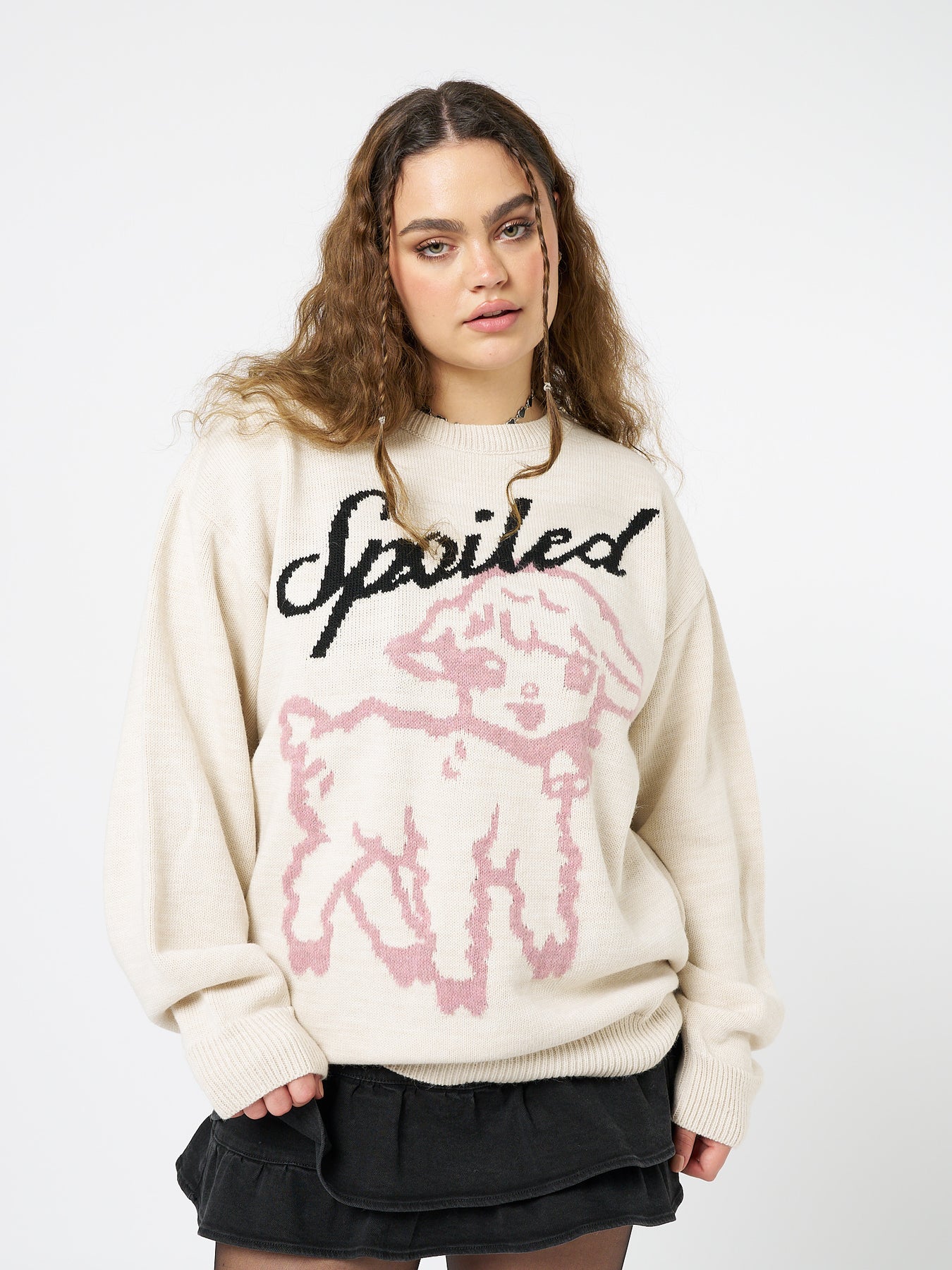 Spoiled Sheep Graphic Knitted Sweater | Minga London