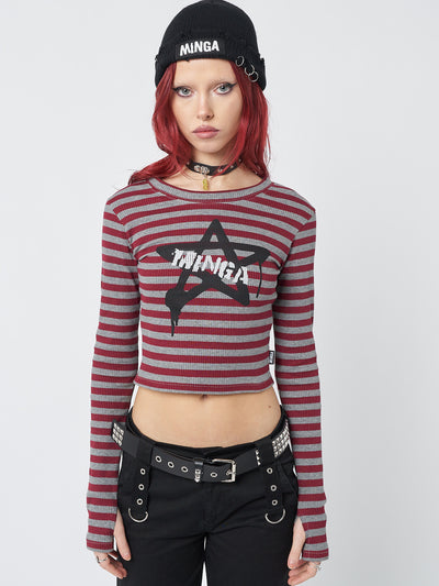 Star Sign Striped Rib Top - Minga London