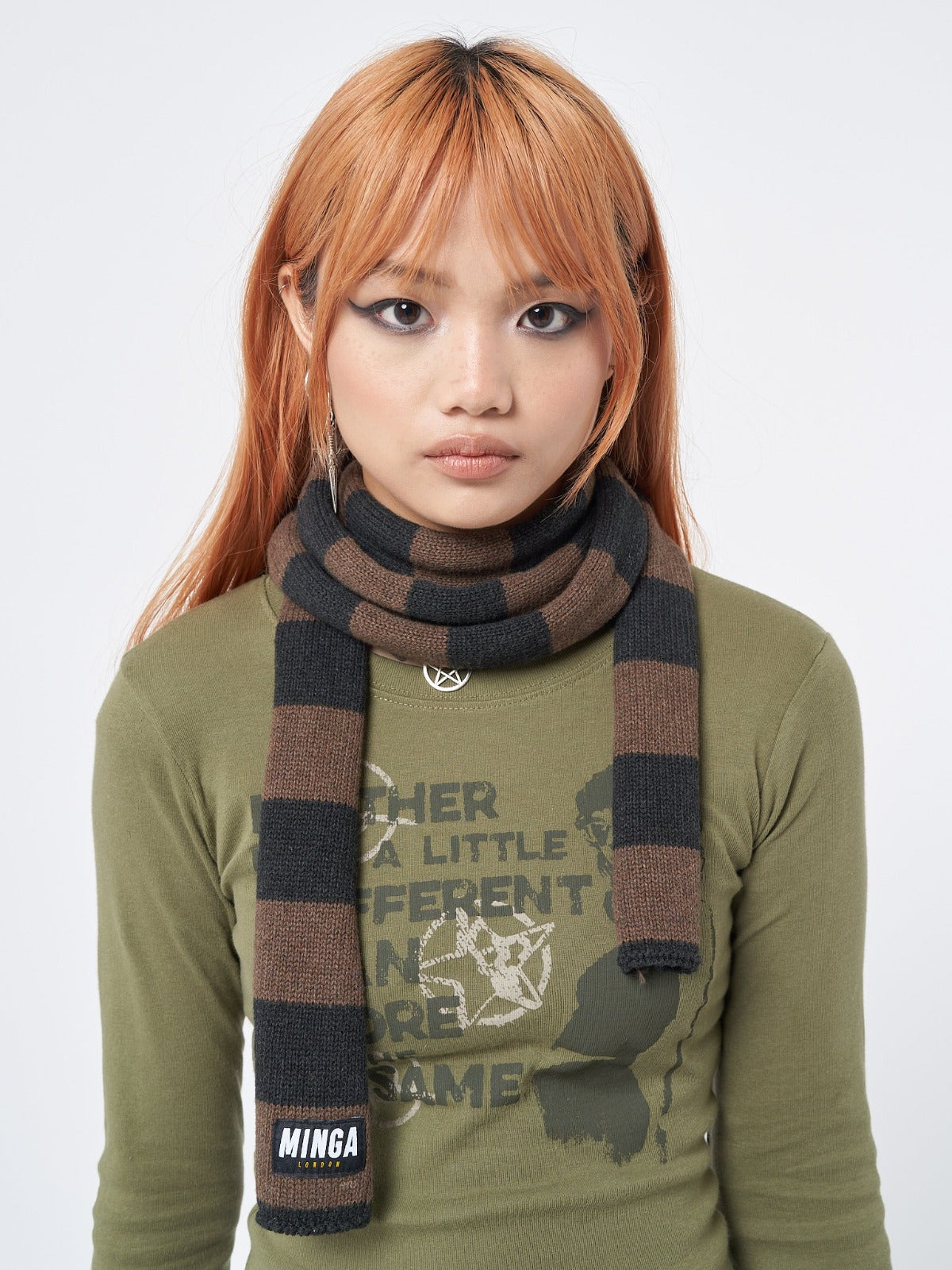 Women Stripes Knitted Scarf