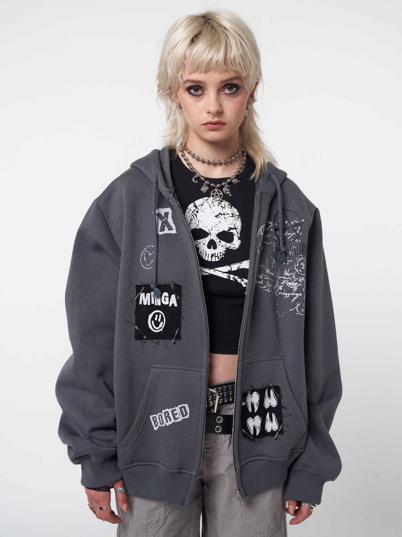 Billie Patch Prints Zip Up Hoodie - Minga London