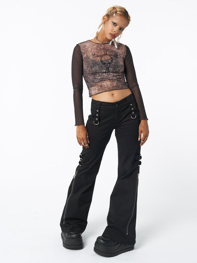 Black Rave Zip Pants - Minga London