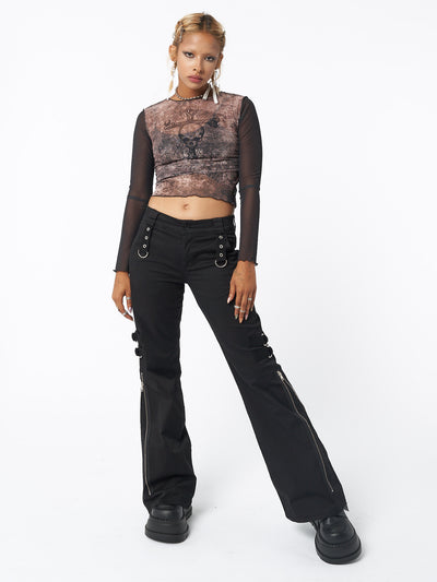 Black Rave Zip Pants - Minga London