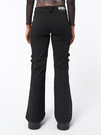 Black Rave Zip Pants - Minga London