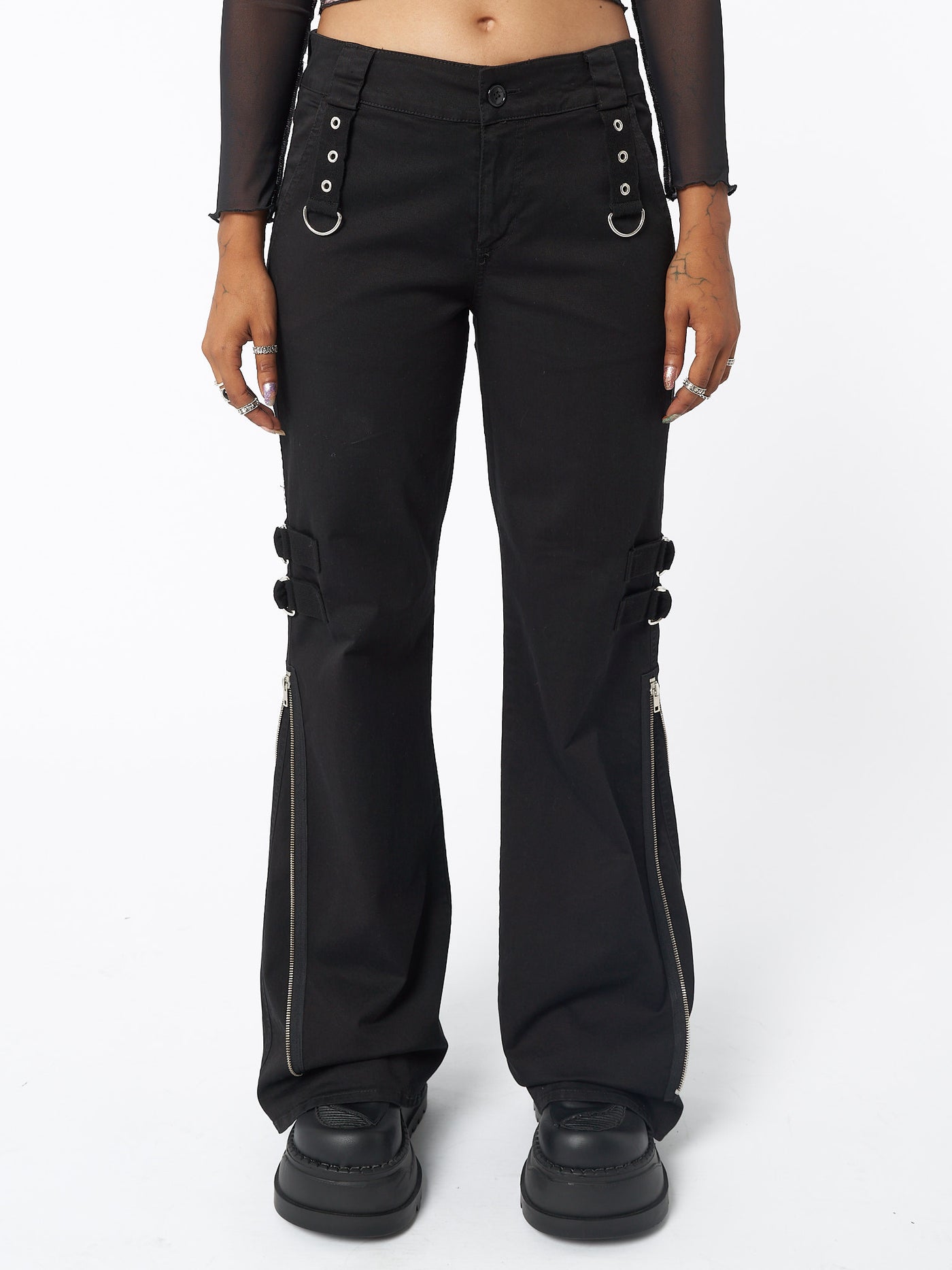 Black Rave Zip Pants - Minga London