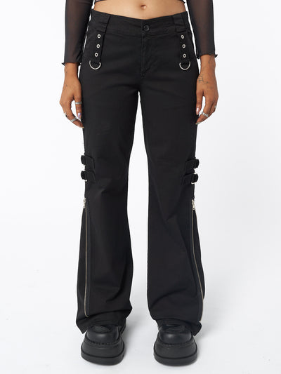 Black Rave Zip Pants - Minga London