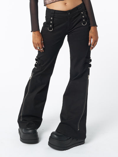 Black Rave Zip Pants - Minga London