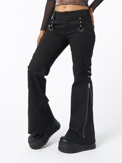 Black Rave Zip Pants - Minga London