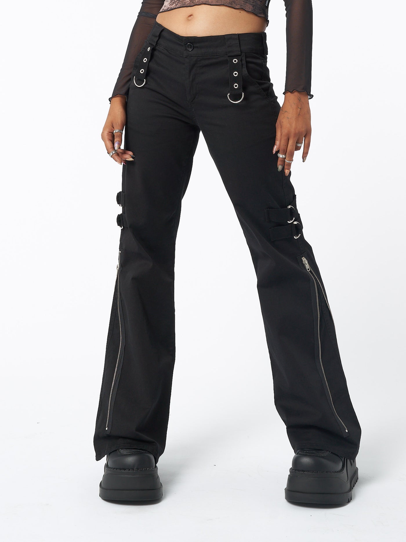 Black Rave Zip Pants - Minga London