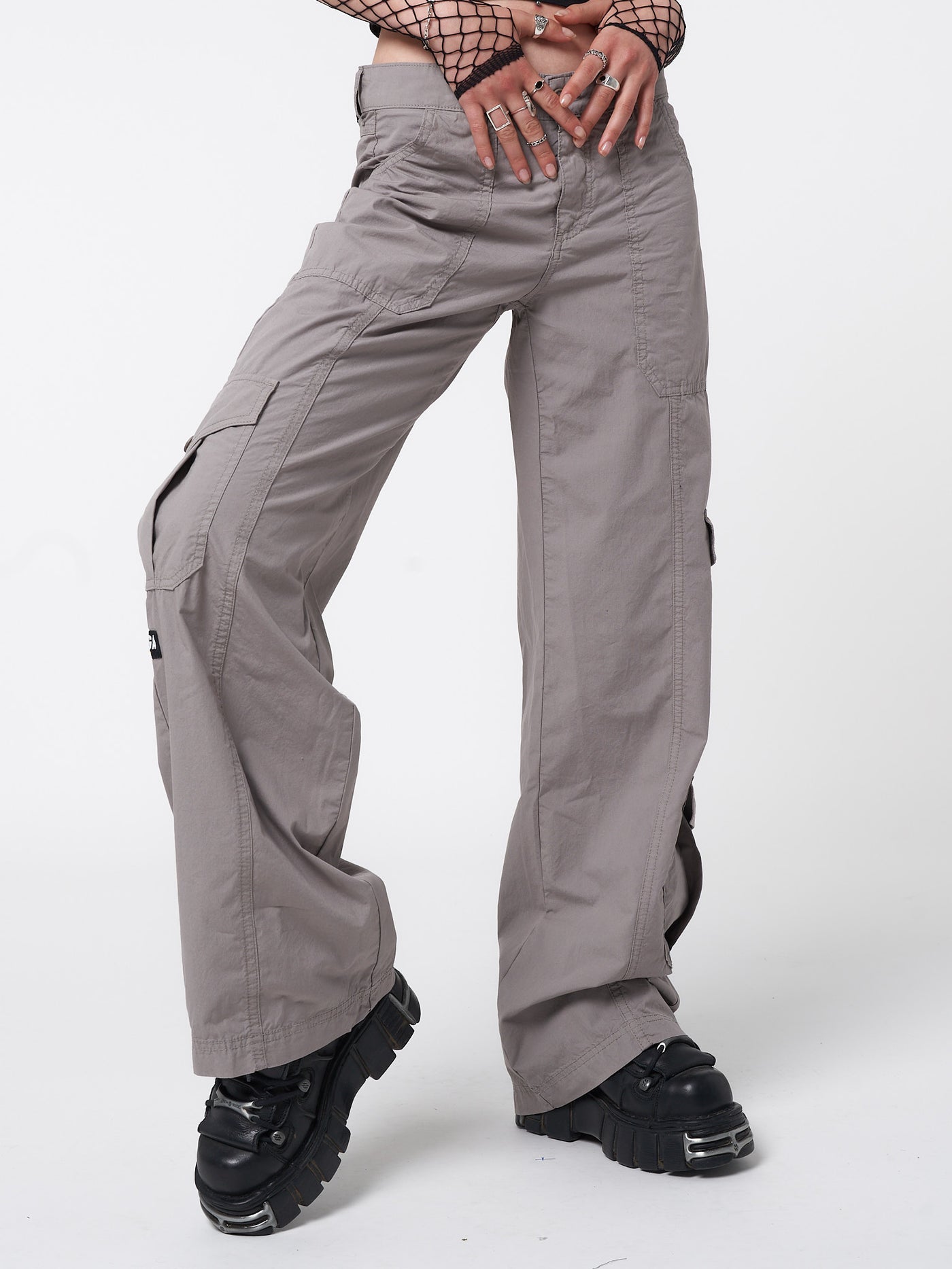 Cleo Grey Y2k Cargo Pants - Minga London