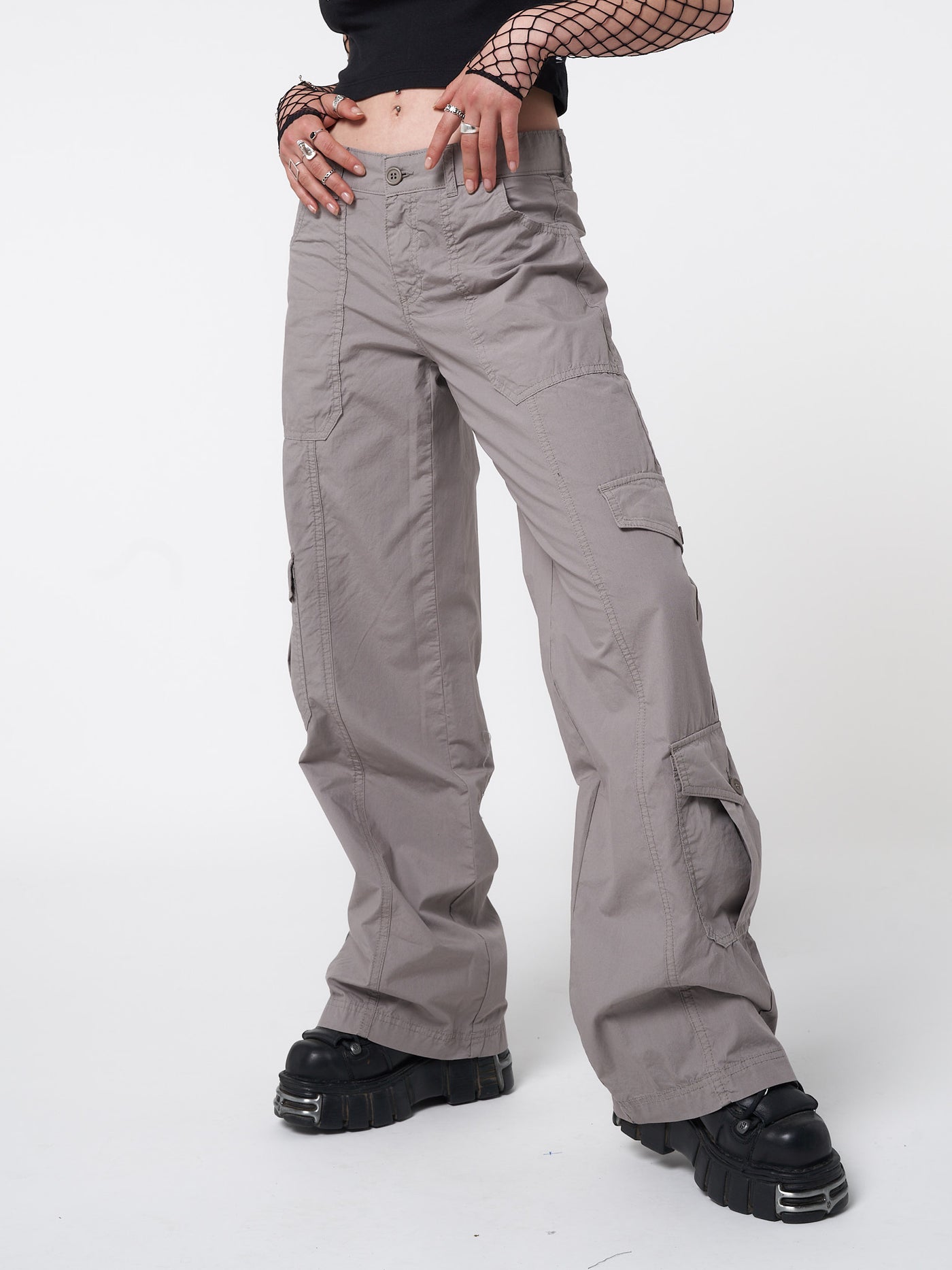 Cleo Grey Y2k Cargo Pants - Minga London