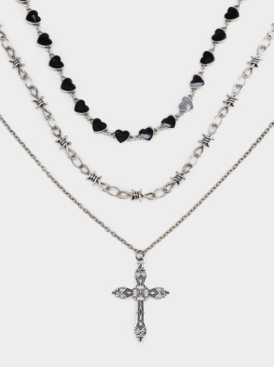 Crown Of Thorns Silver Necklace Set - Minga London