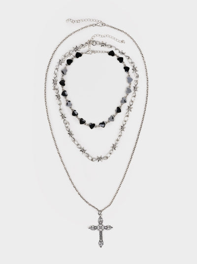 Crown Of Thorns Silver Necklace Set - Minga London