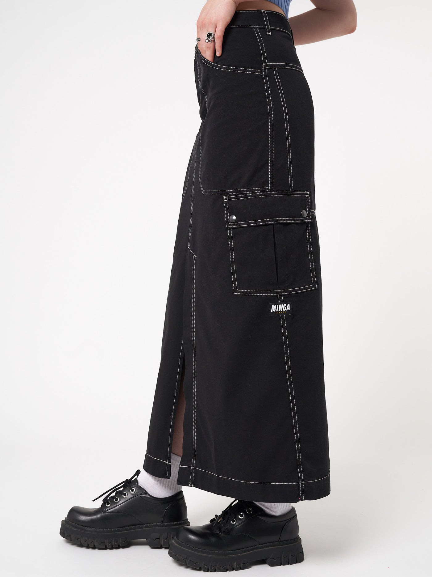 Deb Black Cargo Maxi Skirt - Minga London