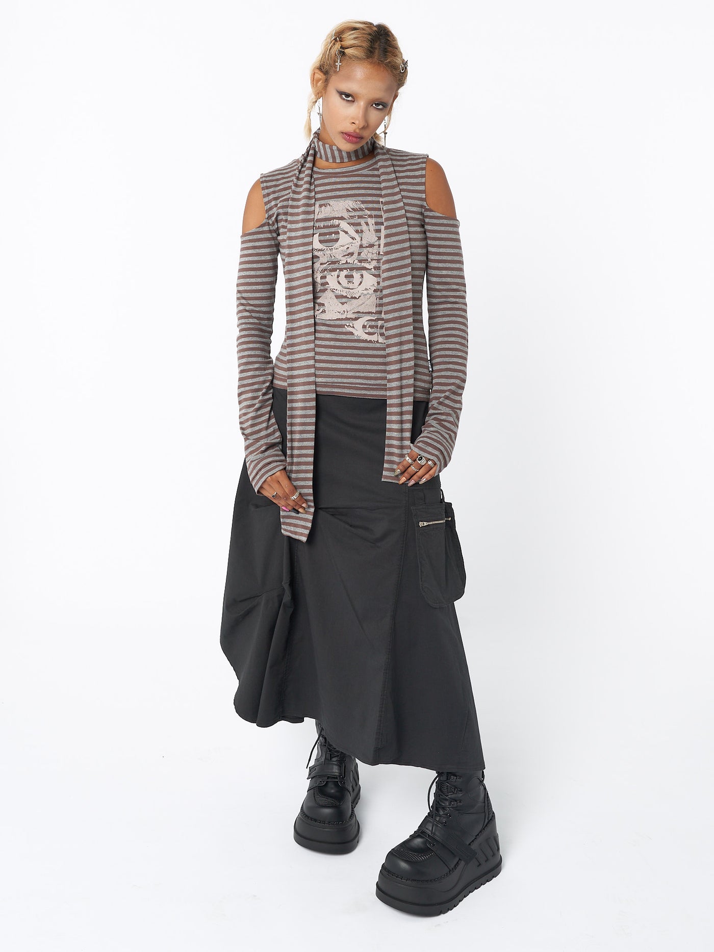 Don! Panic Striped Top & Scarf Set - Minga London