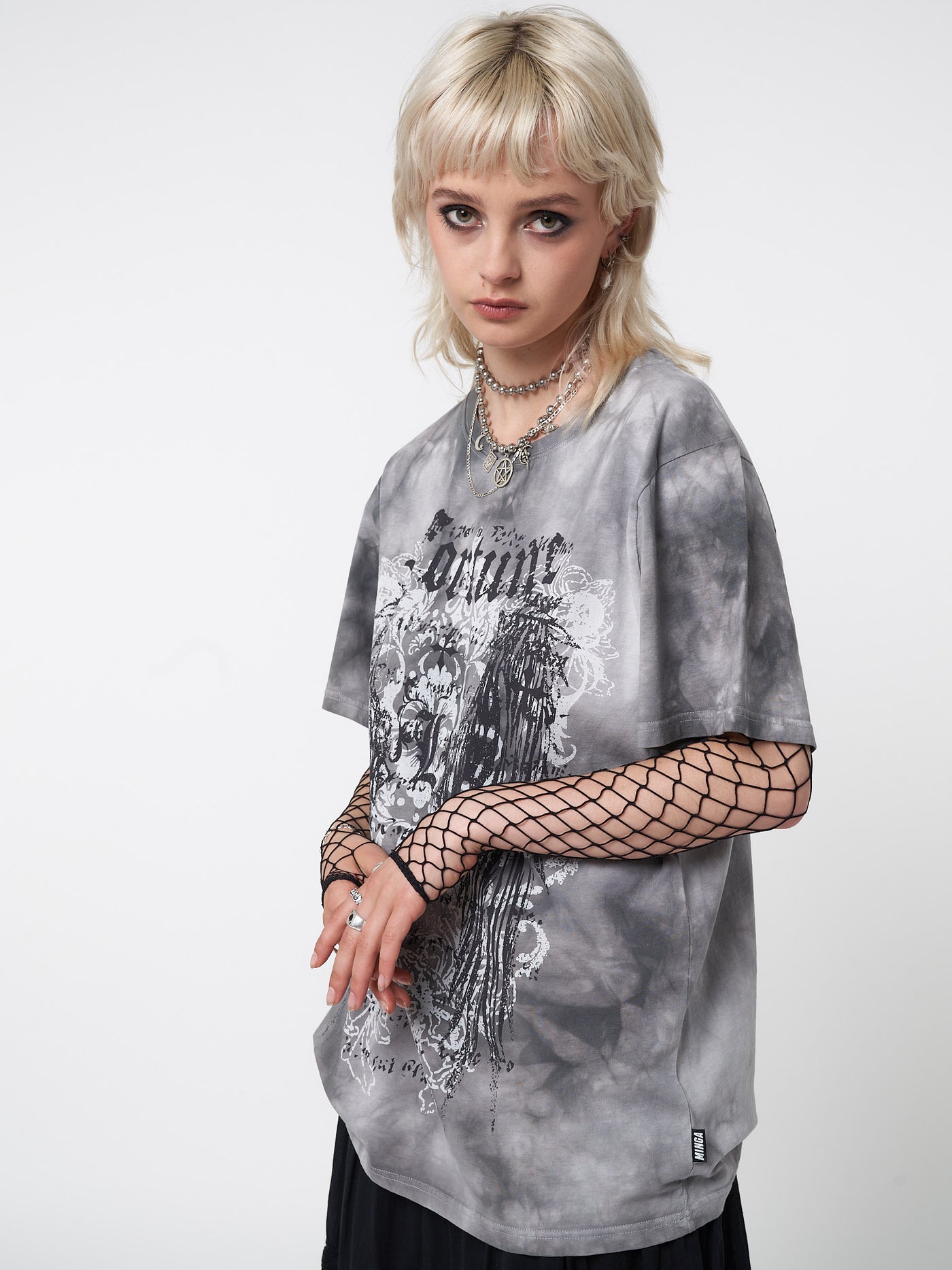 Fortune Wings Grey Tie Dye T-Shirt - Minga London