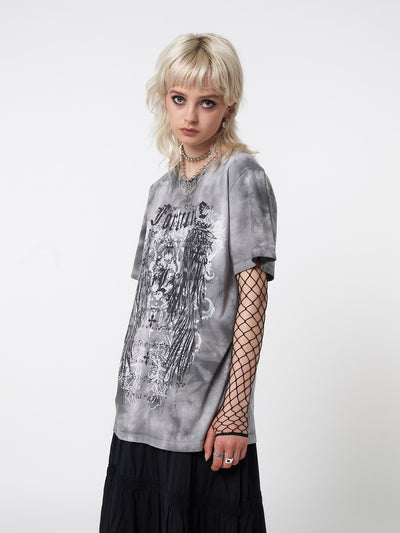 Fortune Wings Grey Tie Dye T-Shirt - Minga London