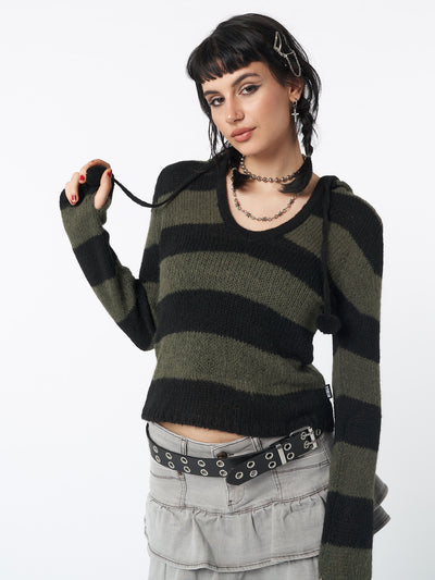 Forest Stripes Knitted Hoodie - Minga London