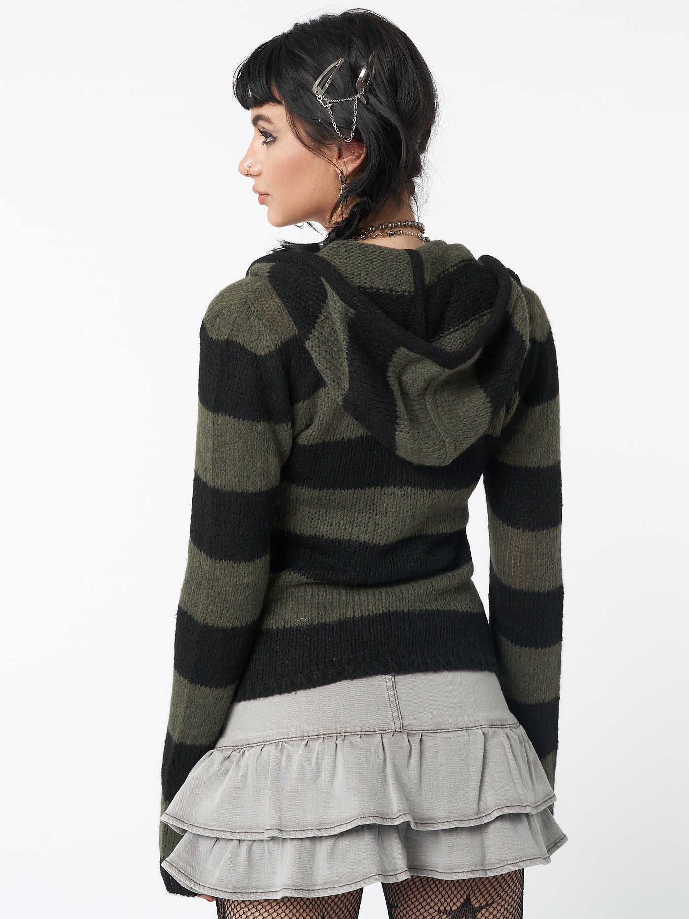 Forest Stripes Knitted Hoodie - Minga London