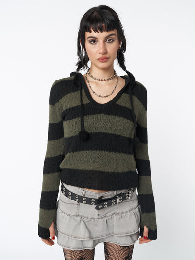 Forest Stripes Knitted Hoodie - Minga London