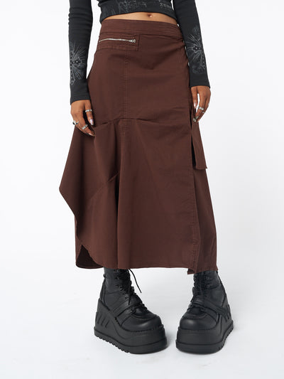 Lexi Brown Tech Cargo Maxi Skirt - Minga London