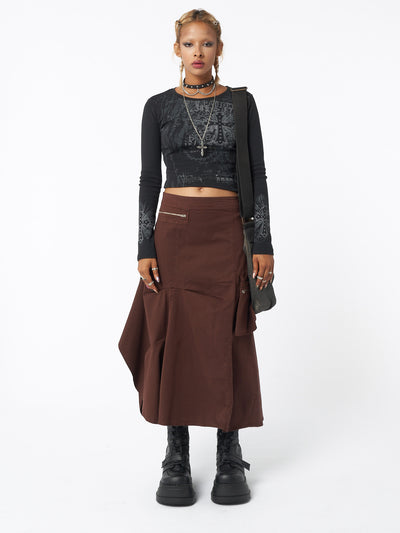 Lexi Brown Tech Cargo Maxi Skirt - Minga London