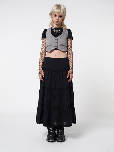 Liv Washed Grey Denim Y2k Waistcoat - Minga London