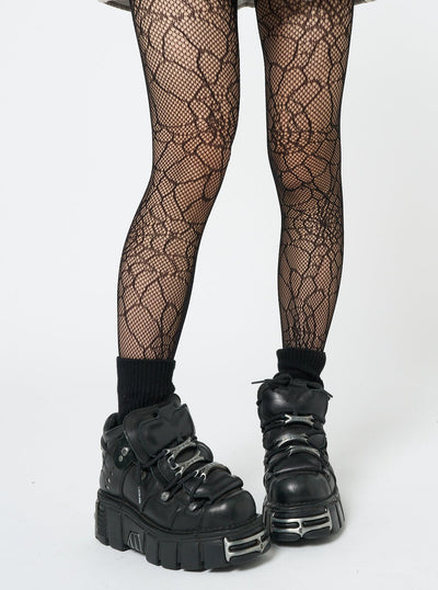 Black Forest Web Patterned Tights - Minga London